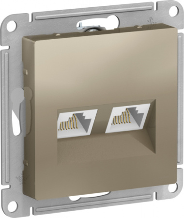 Systeme Electric AtlasDesign Шампань Розетка двойная компьютерная RJ45+RJ45, кат.5E, механизм