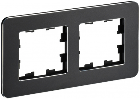 IEK BRITE DECOR Черный металл. скругл.угол Рамка 2-м РУ-2-1-Бр RE
