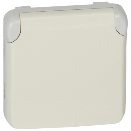Legrand Plexo Белый Мех Розетка с/з с крышкой, безвинтовой зажим IP55