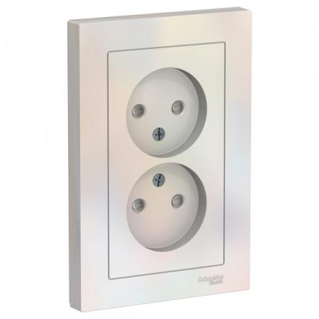 Systeme Electric AtlasDesign Жемчуг Розетка б/з двойная, со шторками,16А, в сборе