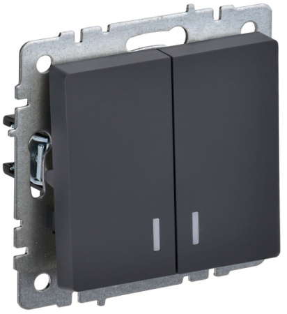 IEK BRITE BASE Графит Выключ. 2-кл с инд. 10А ВС10-2-1-БрГ
