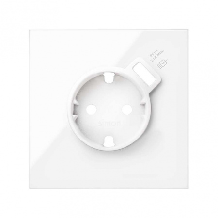 Simon 100 Белый глянец Кит 1 пост, фронт. Накладка на 1 розетку Schuko с з/у USB SC