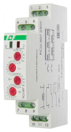 Реле времени PCU-507, многофункц(2 функ), нез уст 2 выдер, 230В AC, max ток 2x8А, 2НО/1НЗ