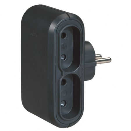 Legrand Элиум Черный Многорозеточный блок 2Р,подключается в розетку 2Р+Е, 4 выхода