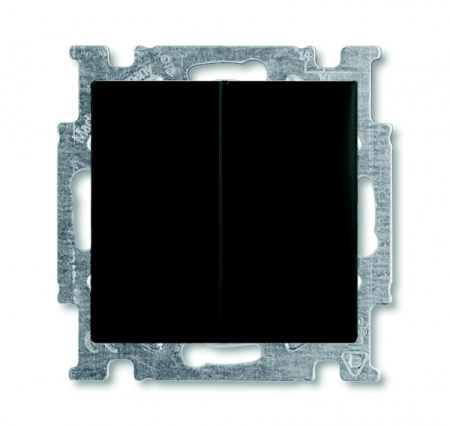 ABB BJB Basic 55 Шато (чёрн) Выключатель 2-клавишный с подсветкой