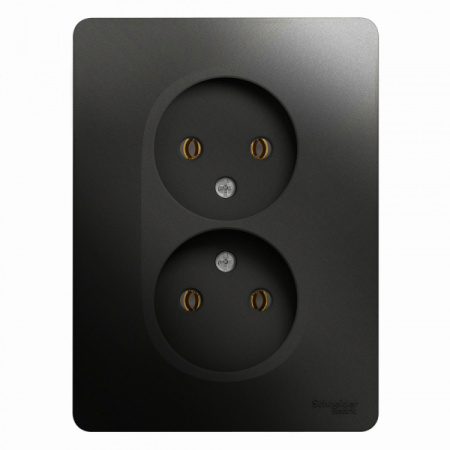 Systeme Electric Glossa Антрацит Розетка 2-ая б/з ,16А (в сборе)