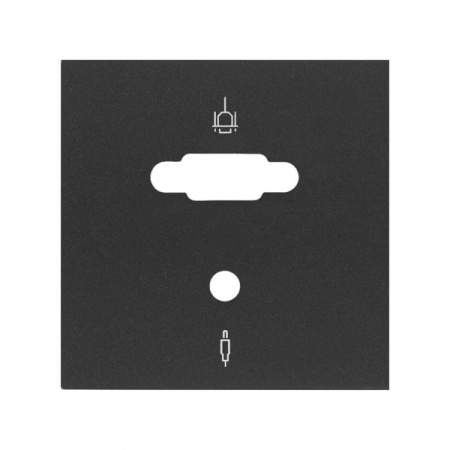Simon 100 Черный матовый Накладка розетки VGA + Mini-Jack