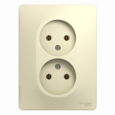 Systeme Electric Glossa Беж Розетка 2-я б/з (в сборе с рамкой)