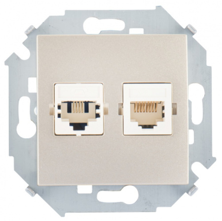 Simon 15 Шампань Розетка компьютерная 2-ая RJ45 кат.5е