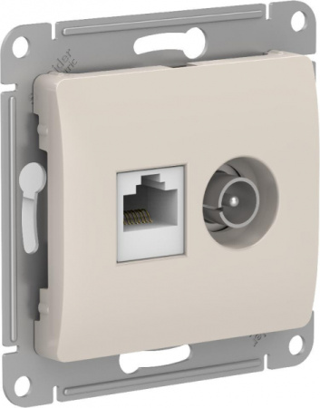 Systeme Electric Glossa Молочный Розетка двойная TV + компьютерная RJ45, кат. 5Е