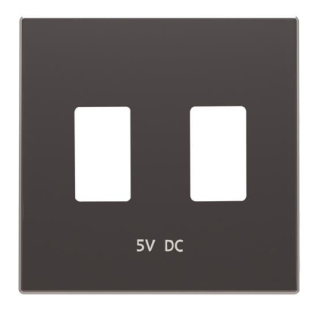 ABB Накладка для механизма 2хUSB зарядного устройства, серия SKY, цвет чёрный бархат
