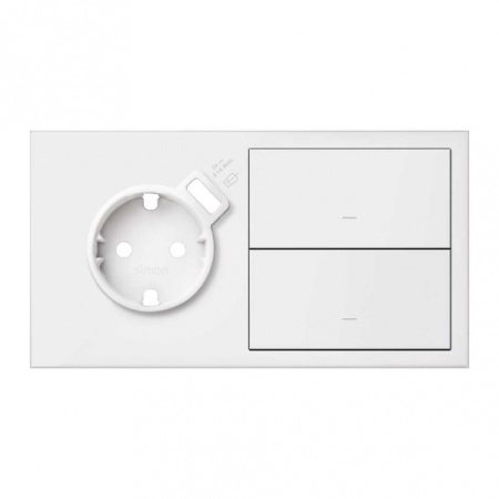 Simon 100 Белый матовый Кит 2 поста, фронт. Накладка на 1 розетку Schuko с з/у USB SC + 2 клавиши выключателей