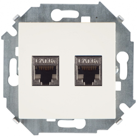 Simon 15 Слоновая кость Розетка компьютерная двойная 2хRJ45 кат.6A (АМР, FTP)