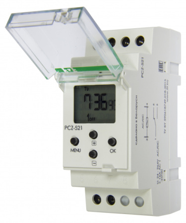 Реле времени PCZ-521, 125 пар вкл/выкл, суточ и недел, с NFC, 2M, DIN, 24-264В AC/DC,