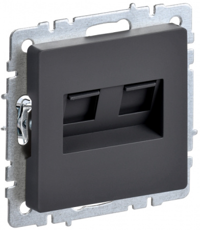 IEK BRITE BASE ГрафитРозетка компьютерная двойная RJ45 кат.5E РК10-2-БрГ