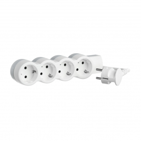 Legrand Стандарт Бело-серый Удлинитель 4x2К+З, кабель 1,5м, возможно крепление к стене