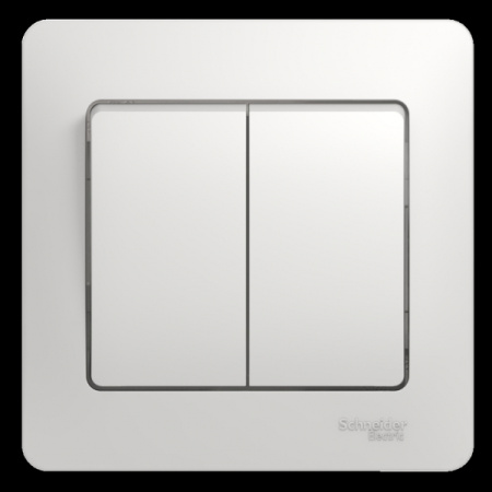 Systeme Electric Glossa Бел Выключатель 2-клавишный, сх.5, 10АХ (в сборе с рамкой)