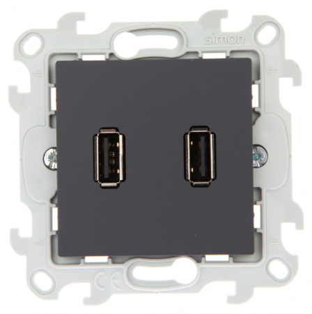 Simon 24 Графит Коннектор 2хUSB 2.0 тип A