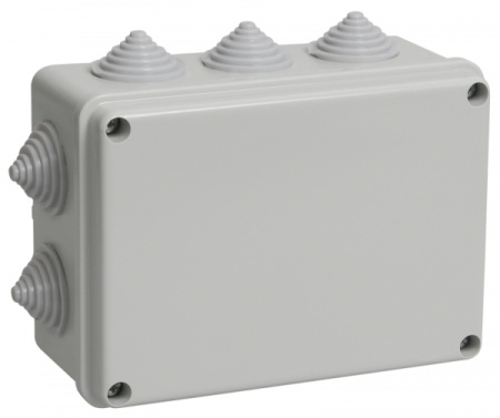 IEK Коробка КМ41241 распаячная для о/п 150х110х70 мм IP44 (RAL7035, 10 гермовводов)