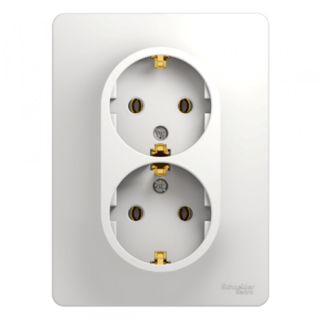 Systeme Electric Glossa Бел Розетка 2-я с/з (в сборе с рамкой)