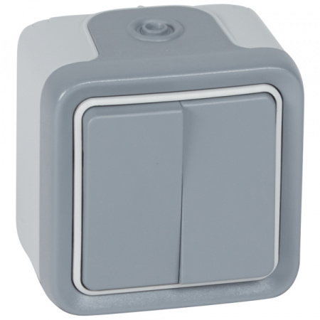 Legrand Plexo Серый Переключатель 2-клавишный накладной, 10А, в сборе IP55