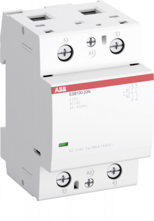 ABB Контактор ESB100-20N-01 модульный (100А АС-1, 2НО), катушка 24В AC/DC