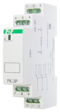 Промежуточ реле PK-3P/220, 1M, DIN, 220В АC, 3х8А, 3NO/NC, IP20