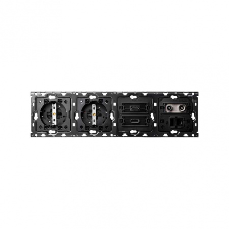 Simon 100 Кит 4 поста механизм 2 розетки Schuko + 1 розетка TV+SAT + 1 розетка RJ45 Cat.6 + 1 розетка HDMI v1.4 + 1 розетка USB 2.0 + суппорт