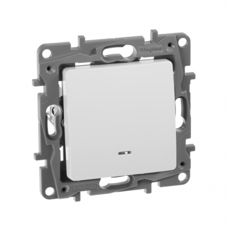 Legrand Etika Белый Выключатель 1-клавишный с подсветкой, 10А, Винтовые клеммы
