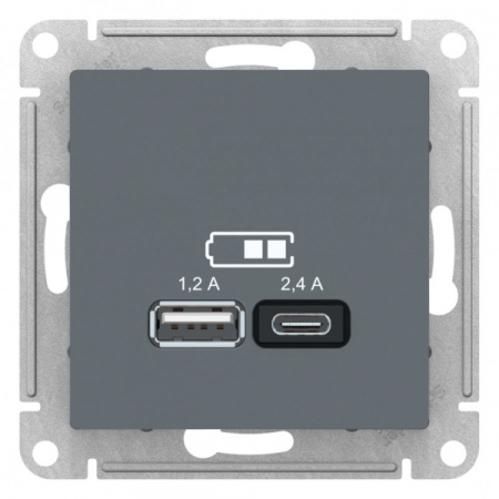 Systeme Electric AtlasDesign Грифиль USB A+С, 5В/2,4А, 2х5В/1,2А, механизм
