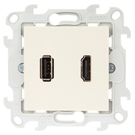 Simon 24 Слоновая кость Коннектор HDMI+USB 2.0