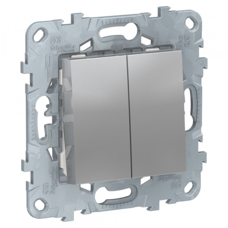 Schneider Electric Unica New Алюминий Переключатель 2-клавишный, 2 х сх. 6