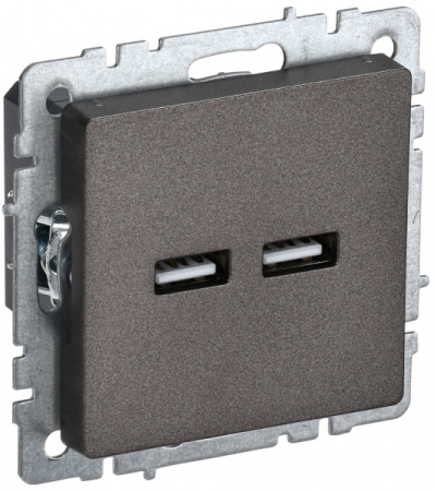 IEK BRITE BASE Темн.бронза Розетка USB A+A 3,1А РЮ10-1-БрТБ