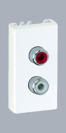 Simon Connect Белая Плата с 2-мя разъёмами RCA (чёрный, красный), 22,5х45мм
