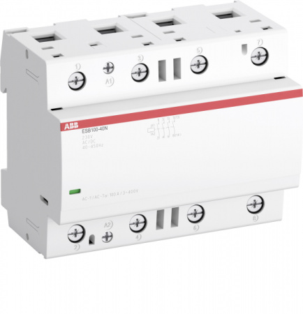 ABB Контактор ESB100-40N-01 модульный (100А АС-1, 4НО), катушка 24В AC/DC