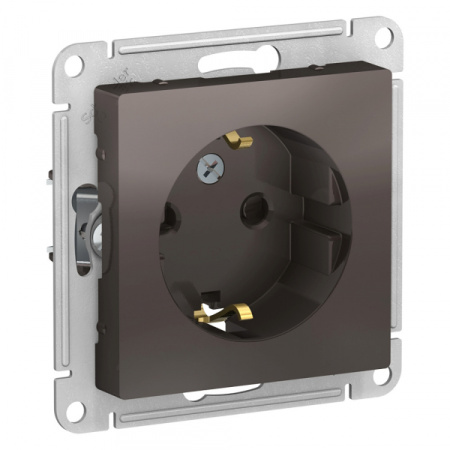 Systeme Electric AtlasDesign Мокко Розетка с/з со шторками, 16А, механизм