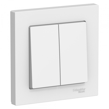 Systeme Electric AtlasDesign Бел Выключатель 2-клавишный сх.5, 10АХ, в сборе