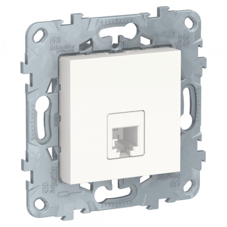 Schneider Electric Unica New Бел Розетка телефонная, RJ11, одиночная 4 контакта