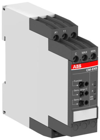 ABB Реле контроля уровня жидкости CM-ENS.13P, слив (чувствит. 5- 100кОм) 110-130В АС, 220-240В АС, 1ПК, пруж. заж.
