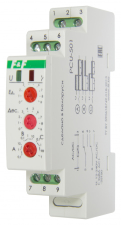 Реле времени PCU-501, многофункц(4 функ), 230В AC, max ток 2x8А, 2НО/1НЗ