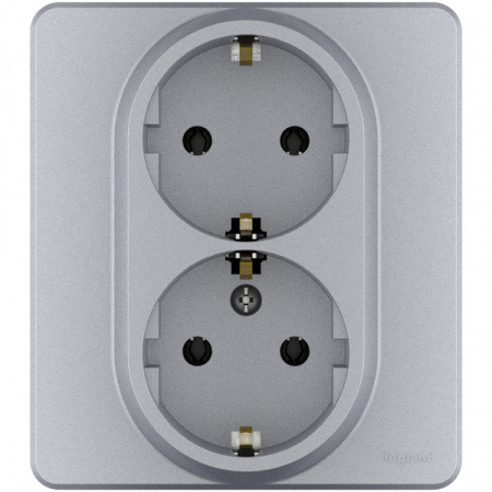 Legrand INSPIRIA Алюминий Розетка 2 x 2К+З - немецкий стандарт - 16 А - 250 В