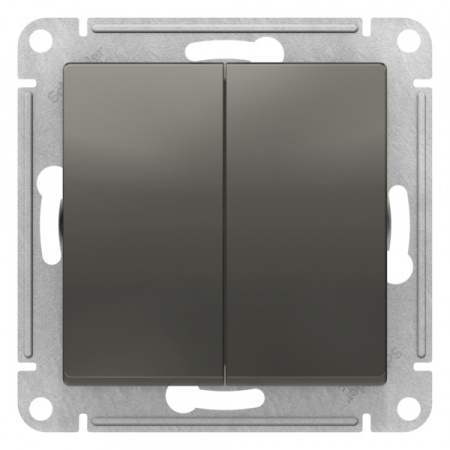 Systeme Electric AtlasDesign Сталь Переключатель 2-клавишный перекрестный, 2 x сх. 7, 10АХ, механизм