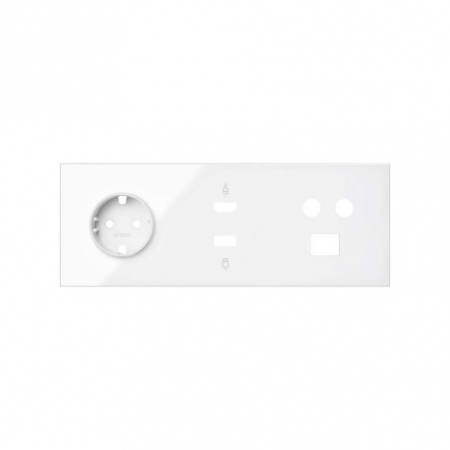 Simon 100 Белый глянец Кит 3 поста, фронт. Накладка на 1 розетку Schuko + 1 розетку TV + 1 розетку RJ45 + 1 розетку HDMI + 1 розетку USB